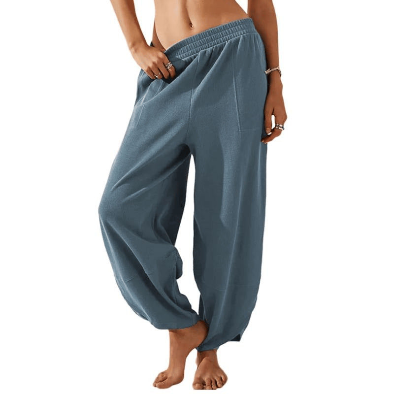 Womens Wide-Leg Casual Pants with Pockets