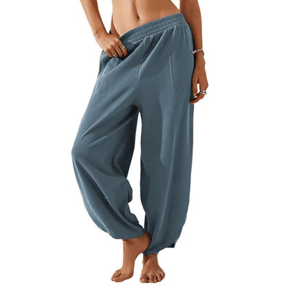 Womens Wide-Leg Casual Pants with Pockets