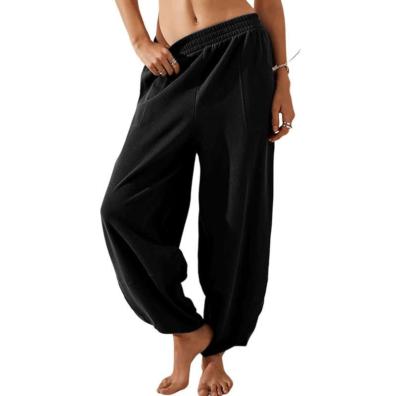 Womens Wide-Leg Casual Pants with Pockets