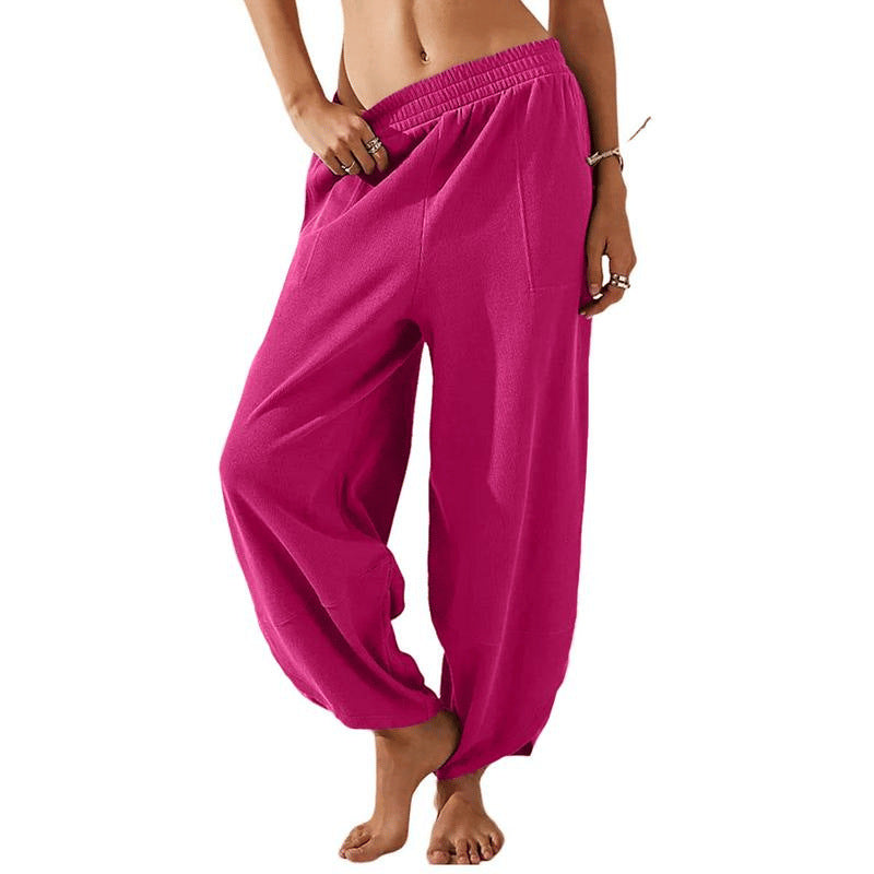 Womens Wide-Leg Casual Pants with Pockets