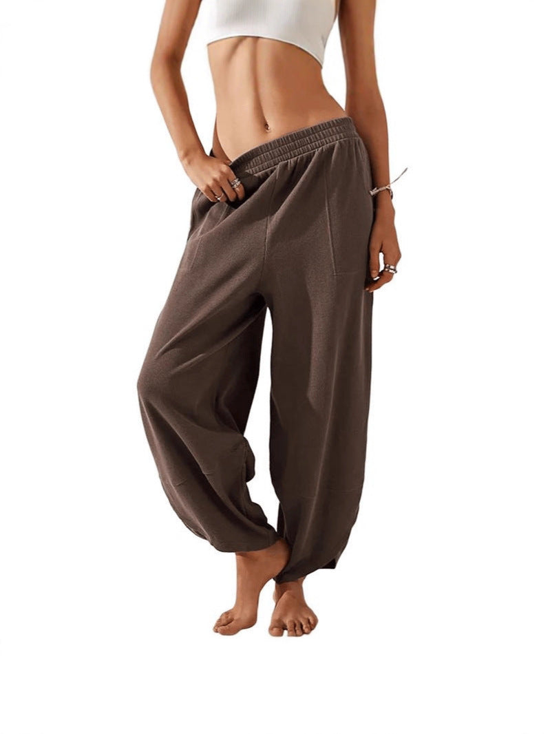 Womens Wide-Leg Casual Pants with Pockets