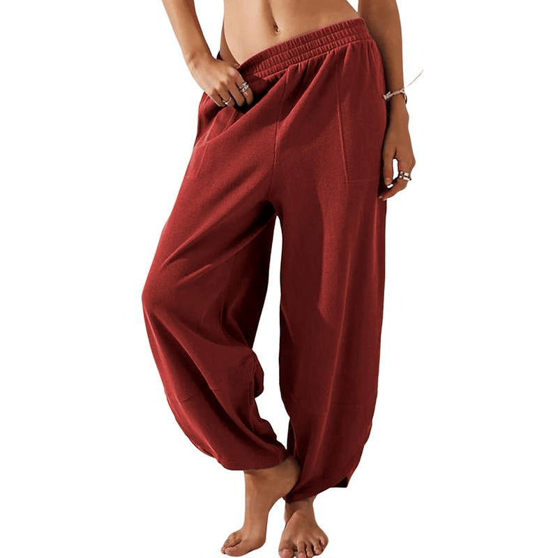 Womens Wide-Leg Casual Pants with Pockets