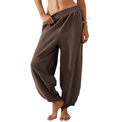 Womens Wide-Leg Casual Pants with Pockets