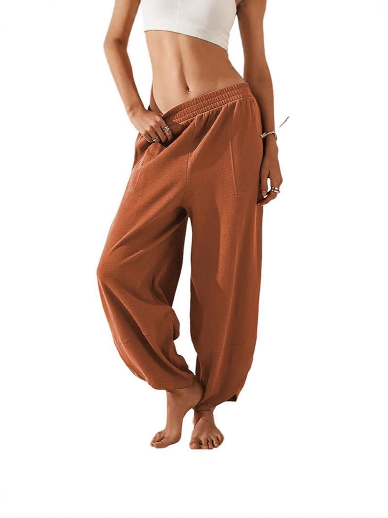 Womens Wide-Leg Casual Pants with Pockets