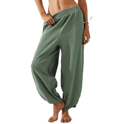 Womens Wide-Leg Casual Pants with Pockets