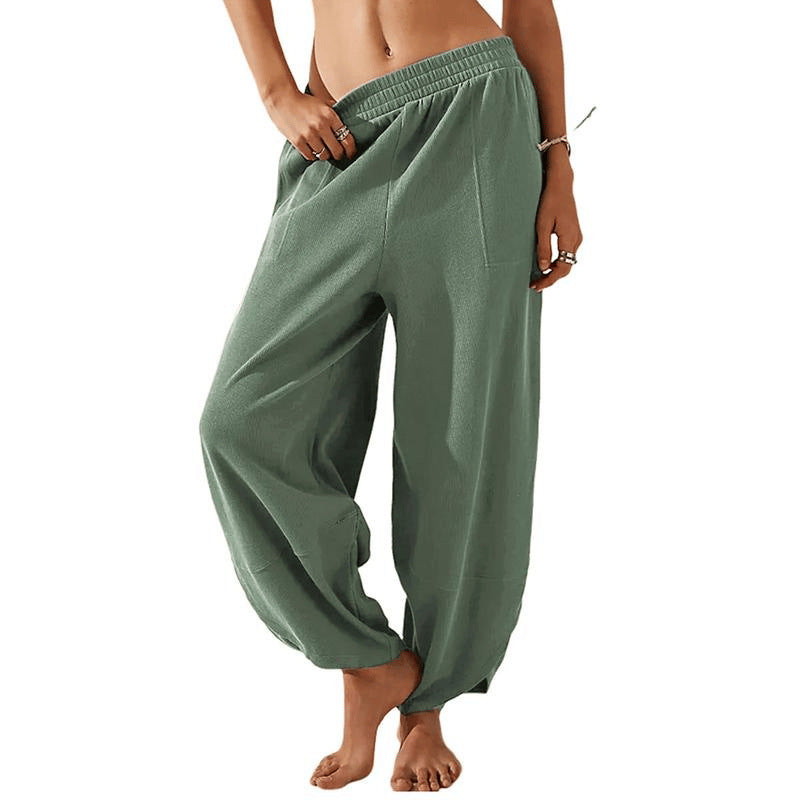 Womens Wide-Leg Casual Pants with Pockets