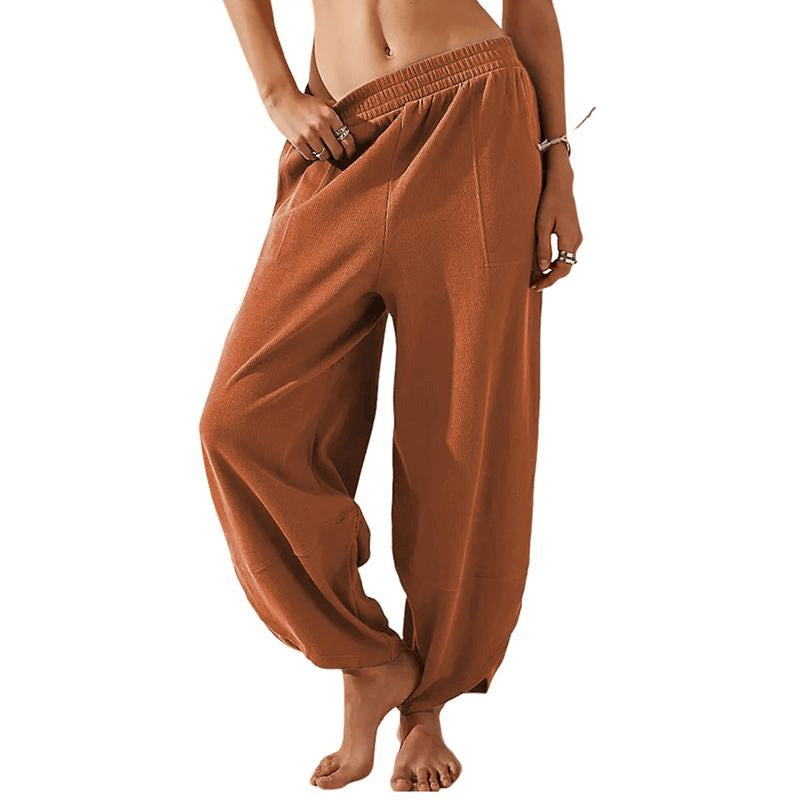 Womens Wide-Leg Casual Pants with Pockets