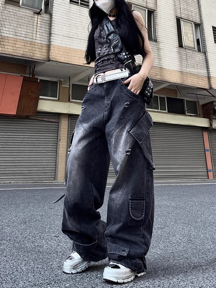 Womens Wide Leg Denim Pants