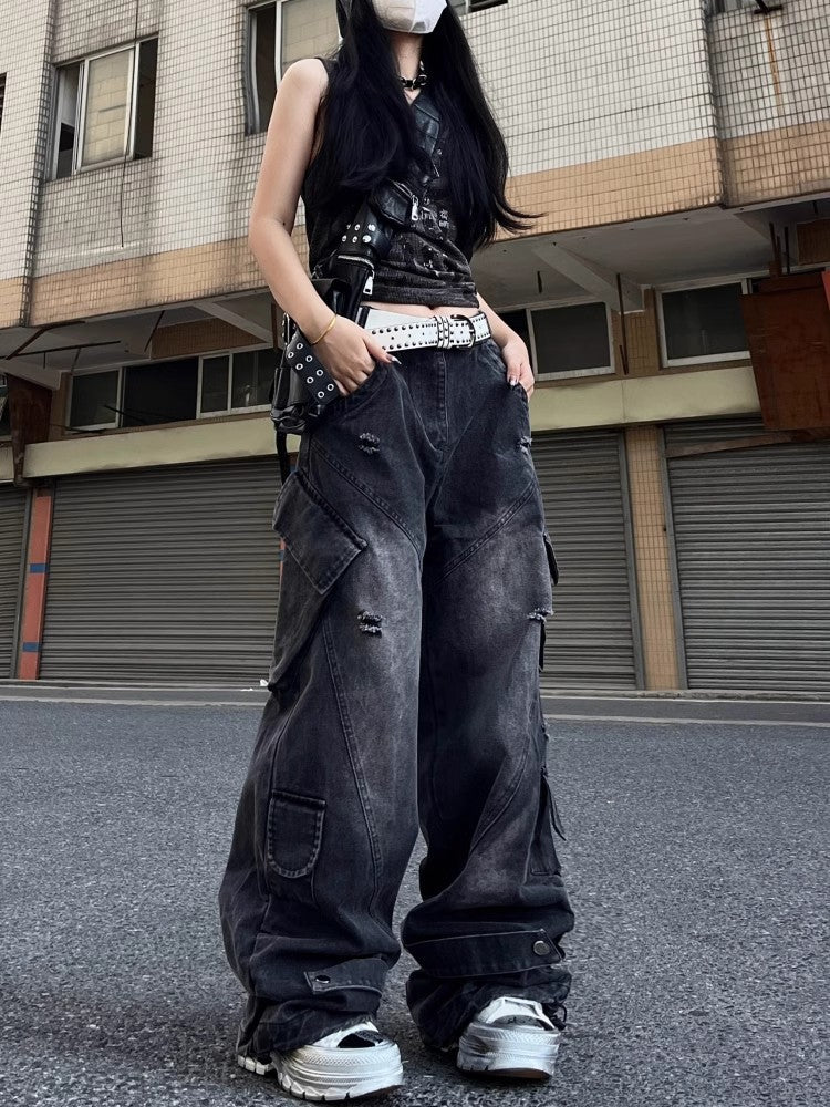 Womens Wide Leg Denim Pants