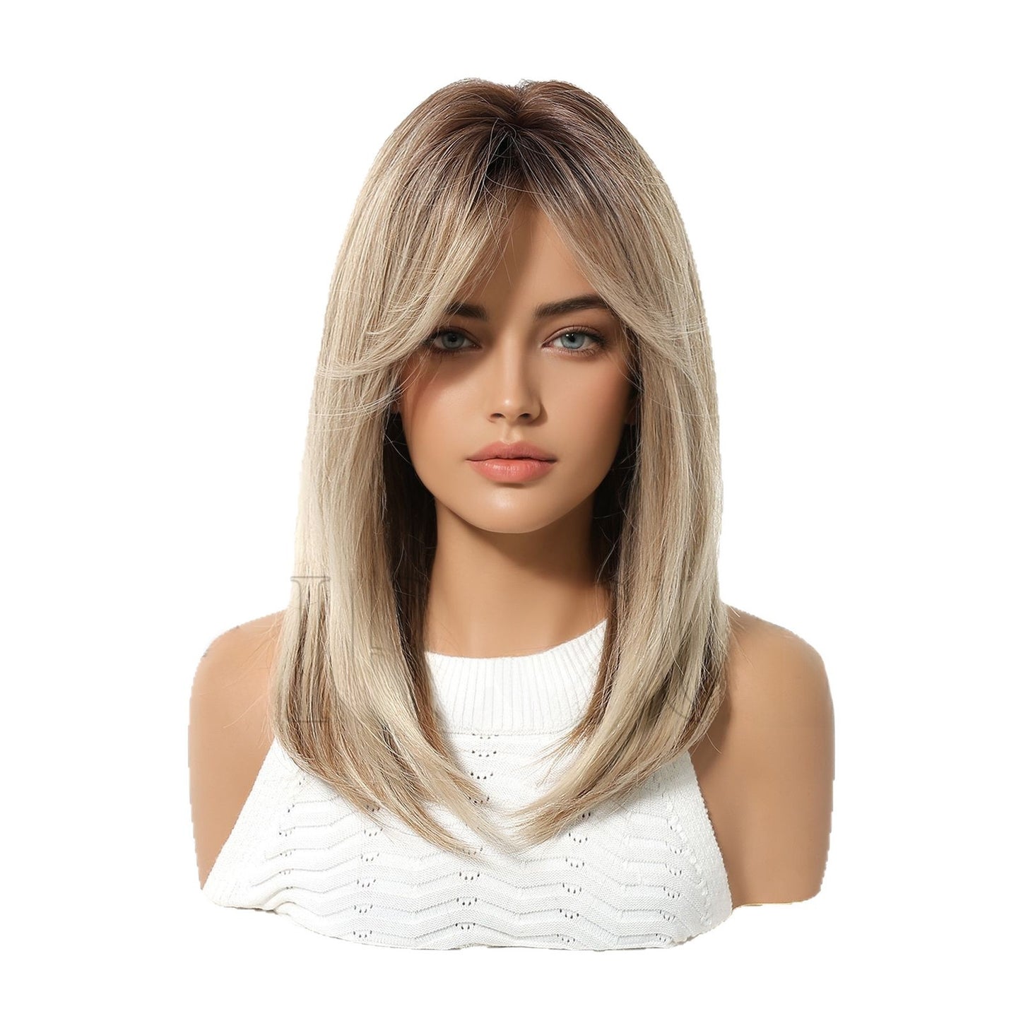 Womens Wig with Bangs Full Head Synthetic Hair