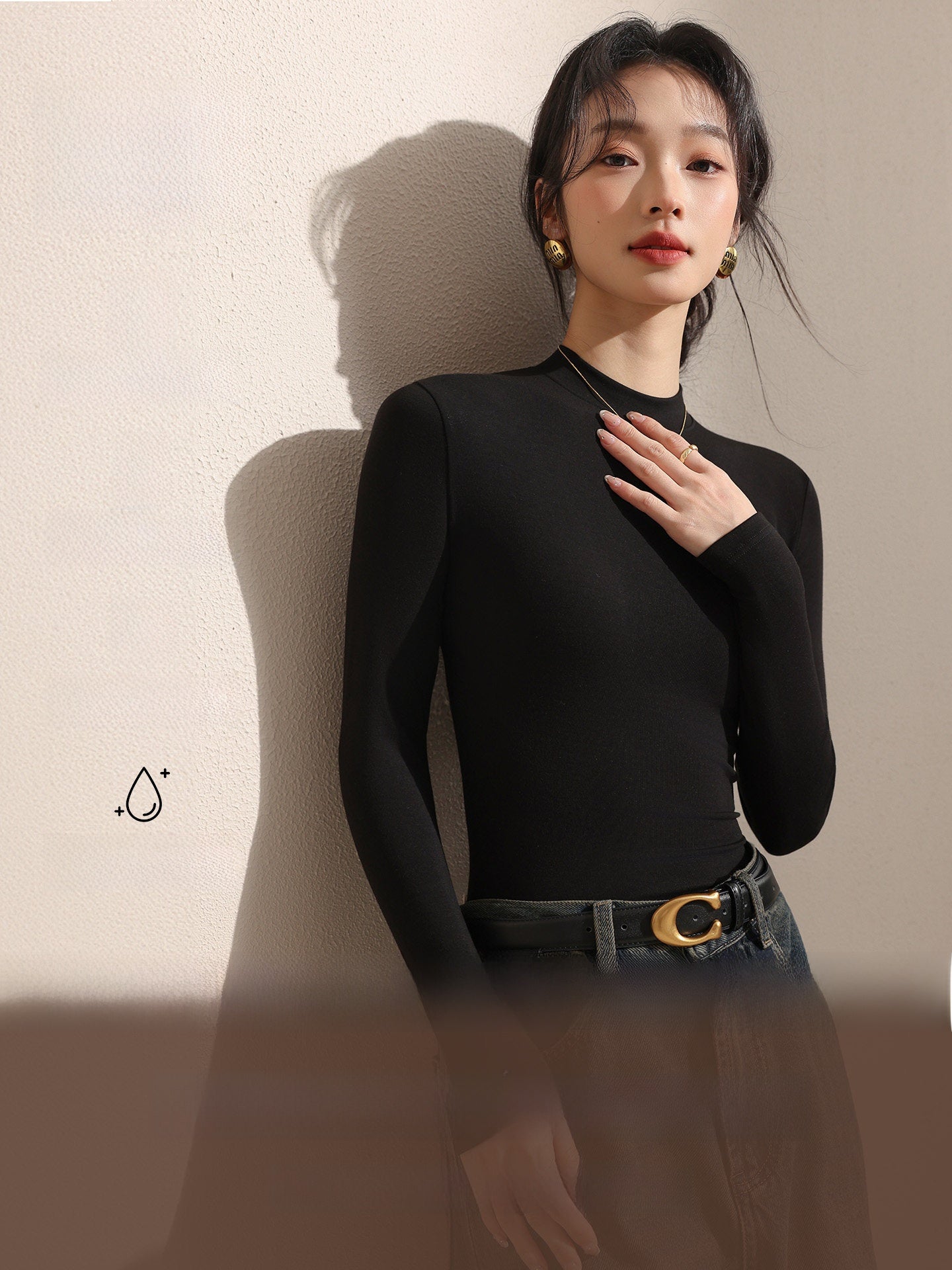 Womens Wool Blend Long Sleeve T-Shirt