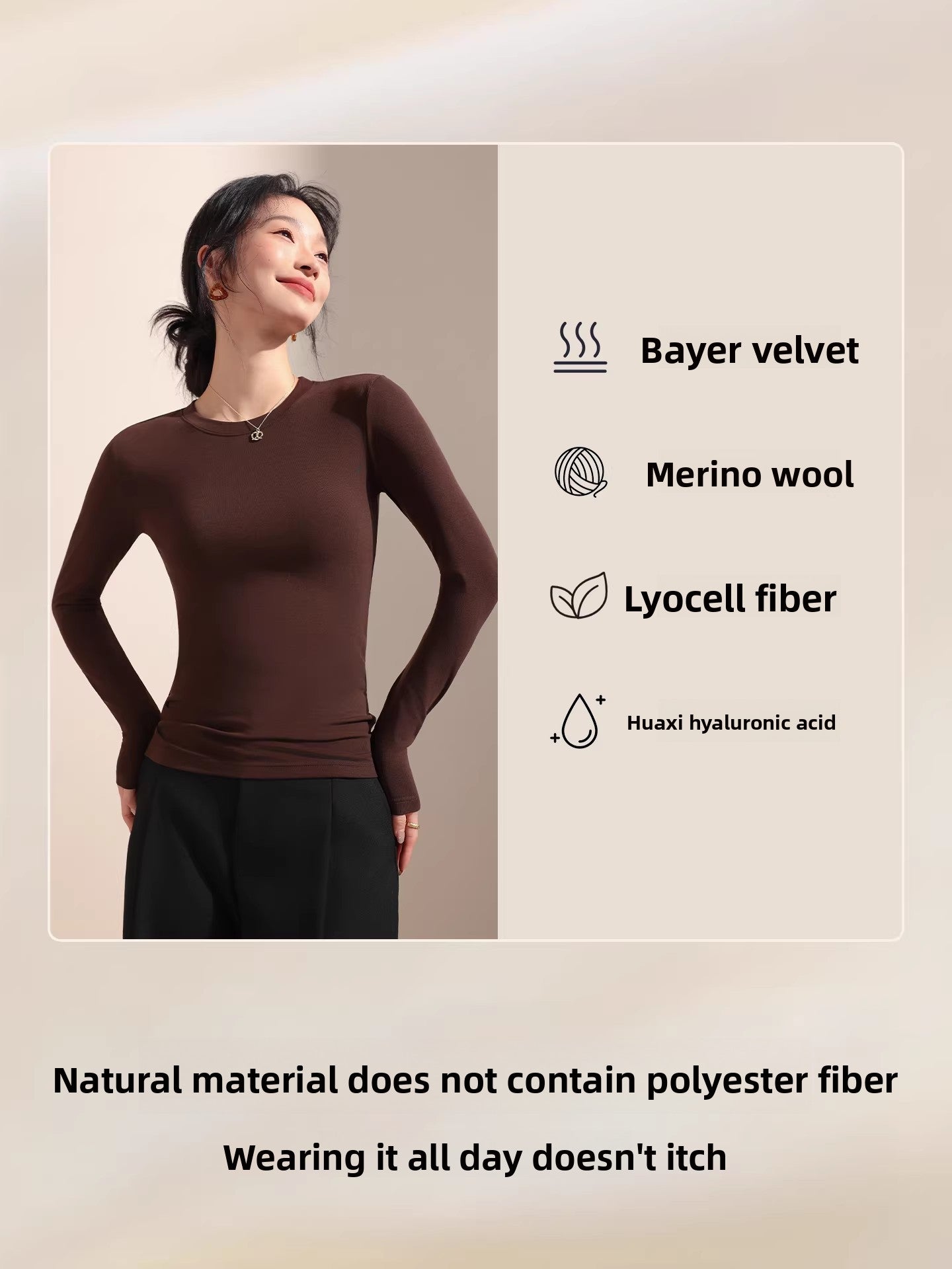 Womens Wool Blend Long Sleeve T-Shirt