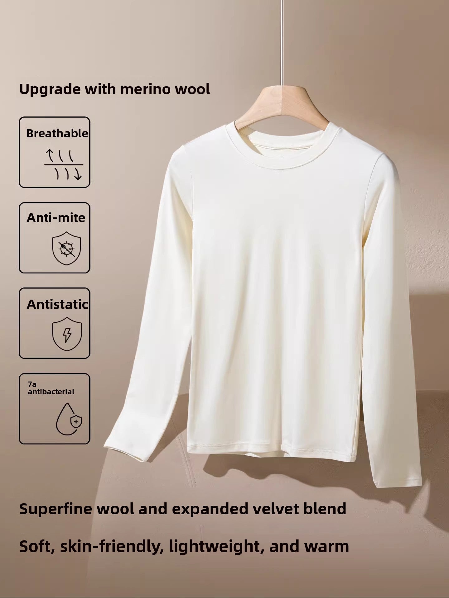 Womens Wool Blend Long Sleeve T-Shirt
