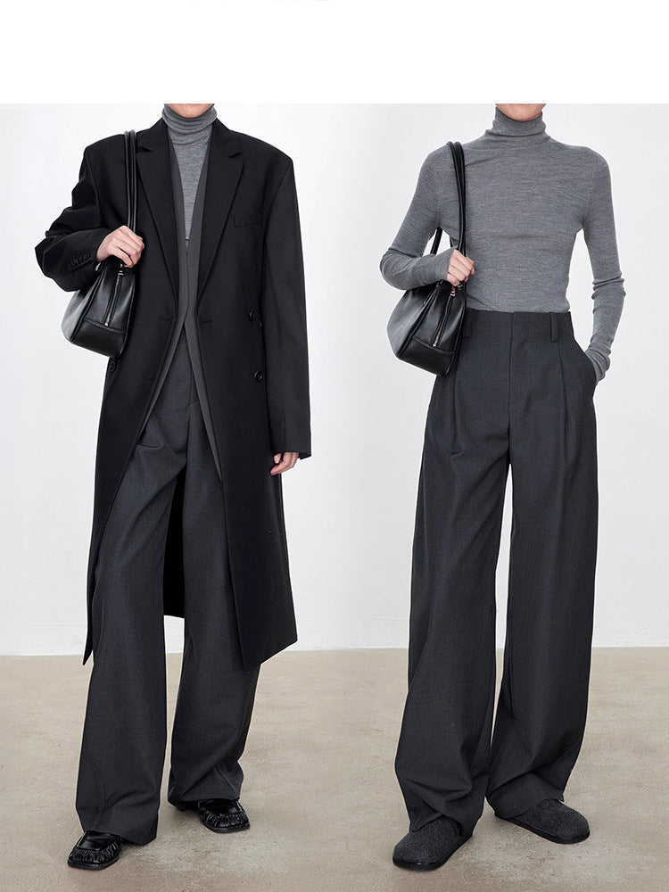 Womens Worsted Wool Wide Leg Pants
