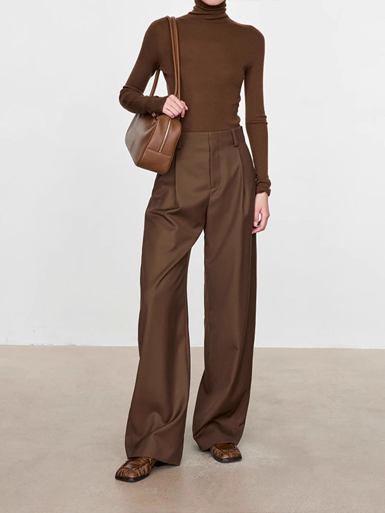Womens Worsted Wool Wide Leg Pants