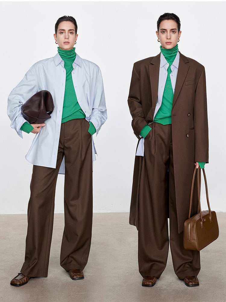 Womens Worsted Wool Wide Leg Pants