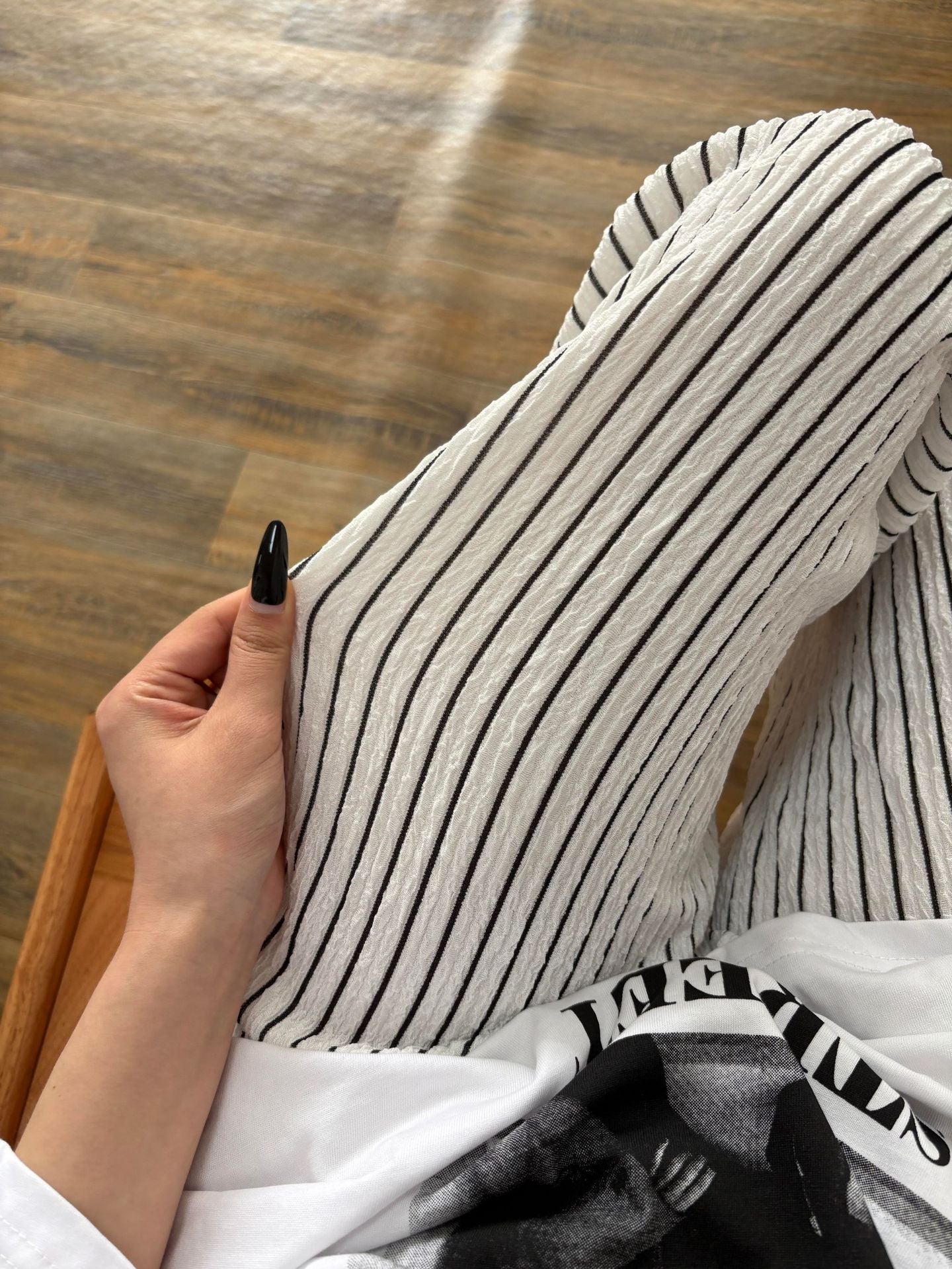 Womens Wrinkle Texture Wide Leg Pants