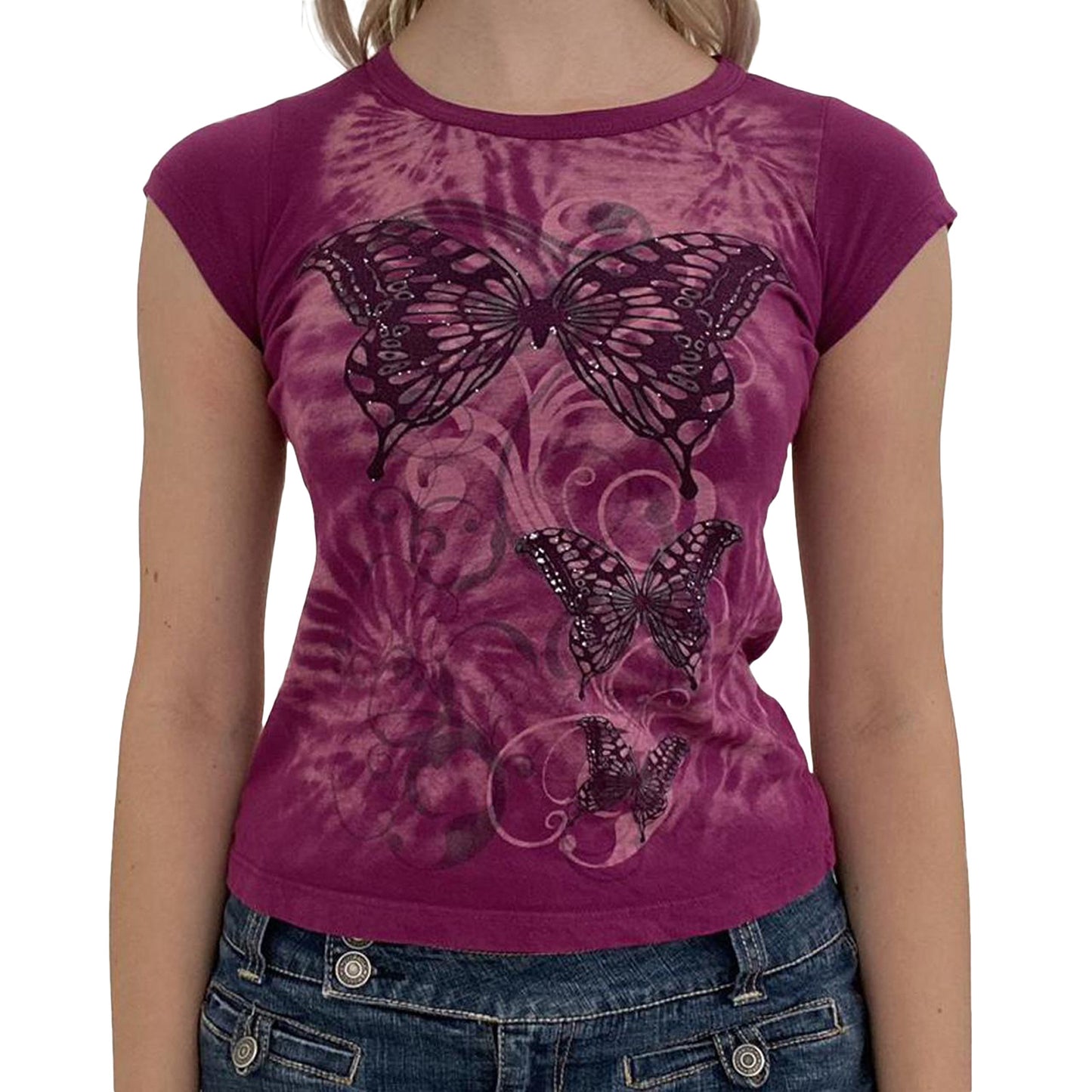 Womens Y2K Print Slim Fit T-Shirt