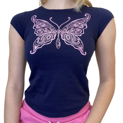 Womens Y2K Print Slim Fit T-Shirt