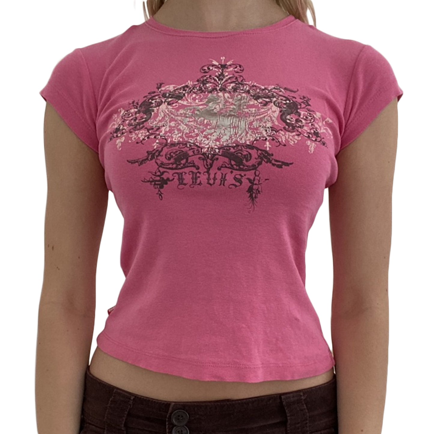 Womens Y2K Print Slim Fit T-Shirt