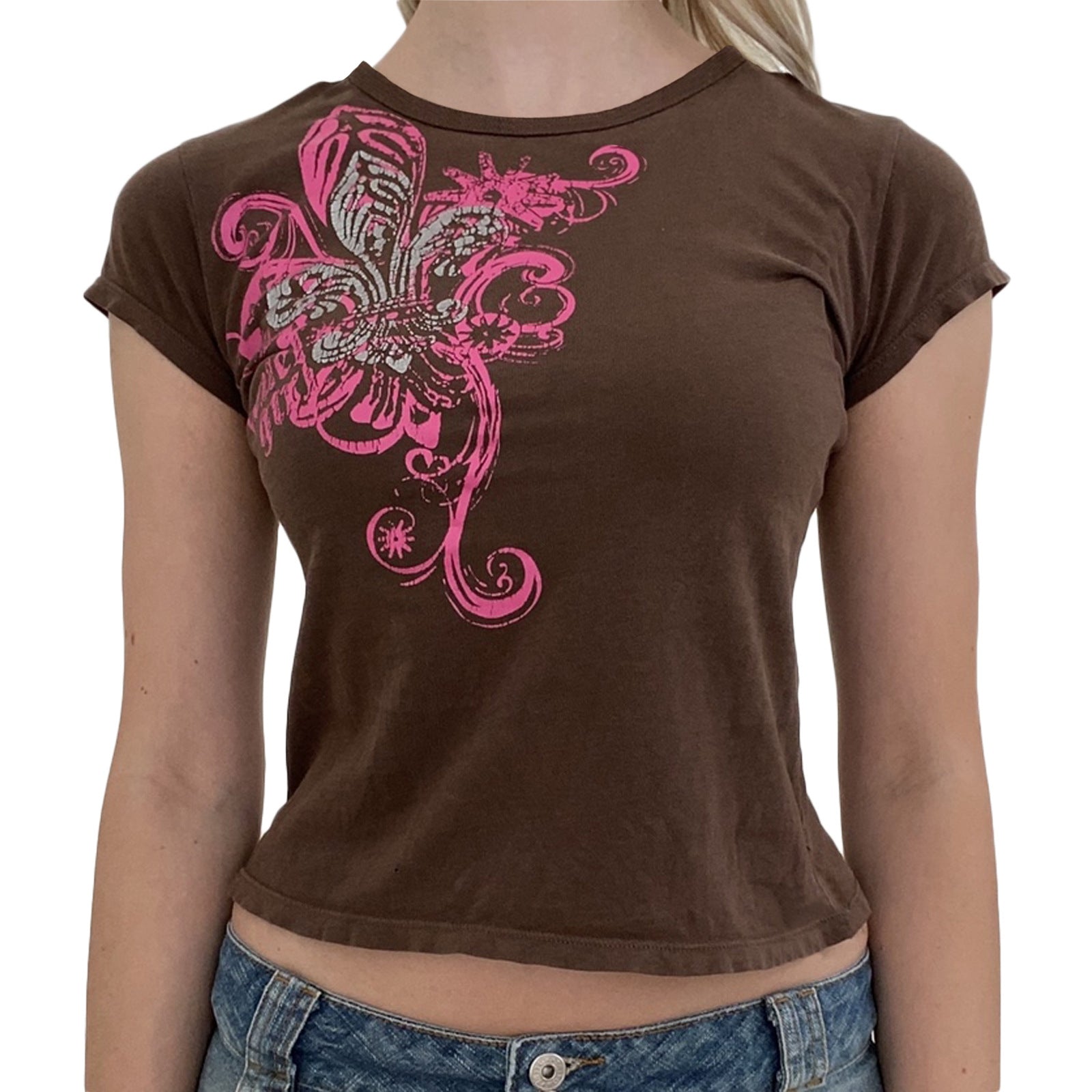 Womens Y2K Print Slim Fit T-Shirt