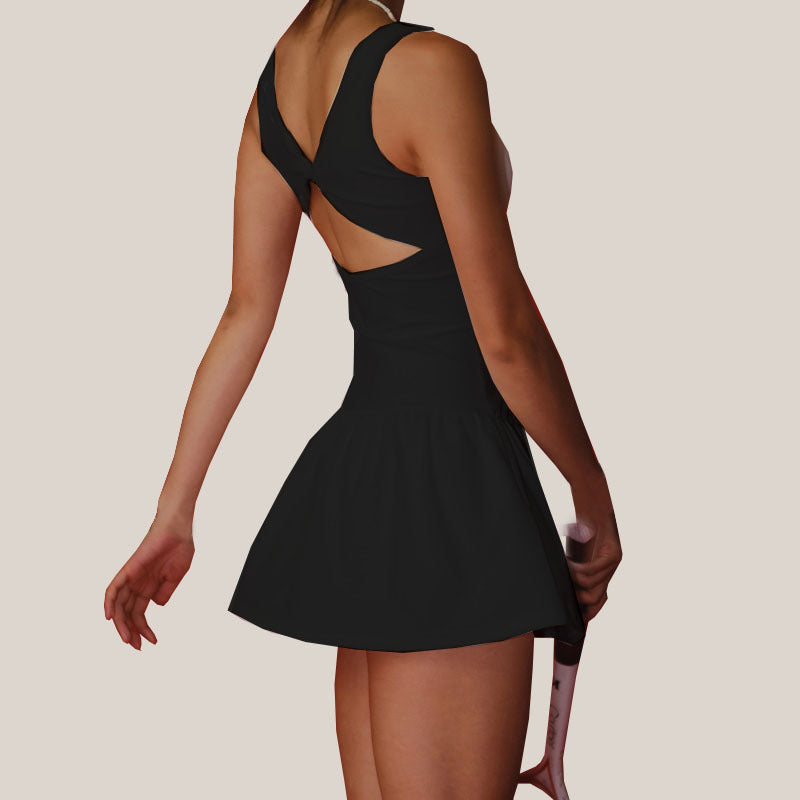 Womens Yoga One-Piece Skirt High Elasticity Quick Dry Sports Dress