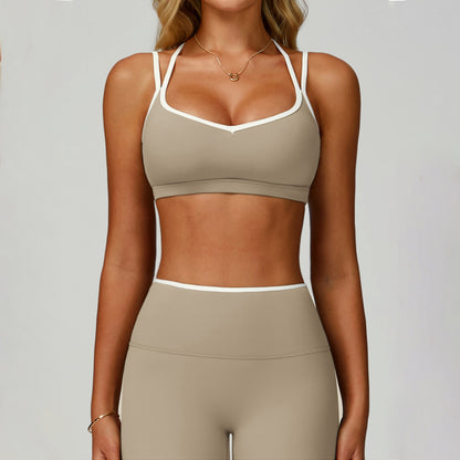 Womens Yoga Outfit Set with Quick-Dry Fitness Leggings