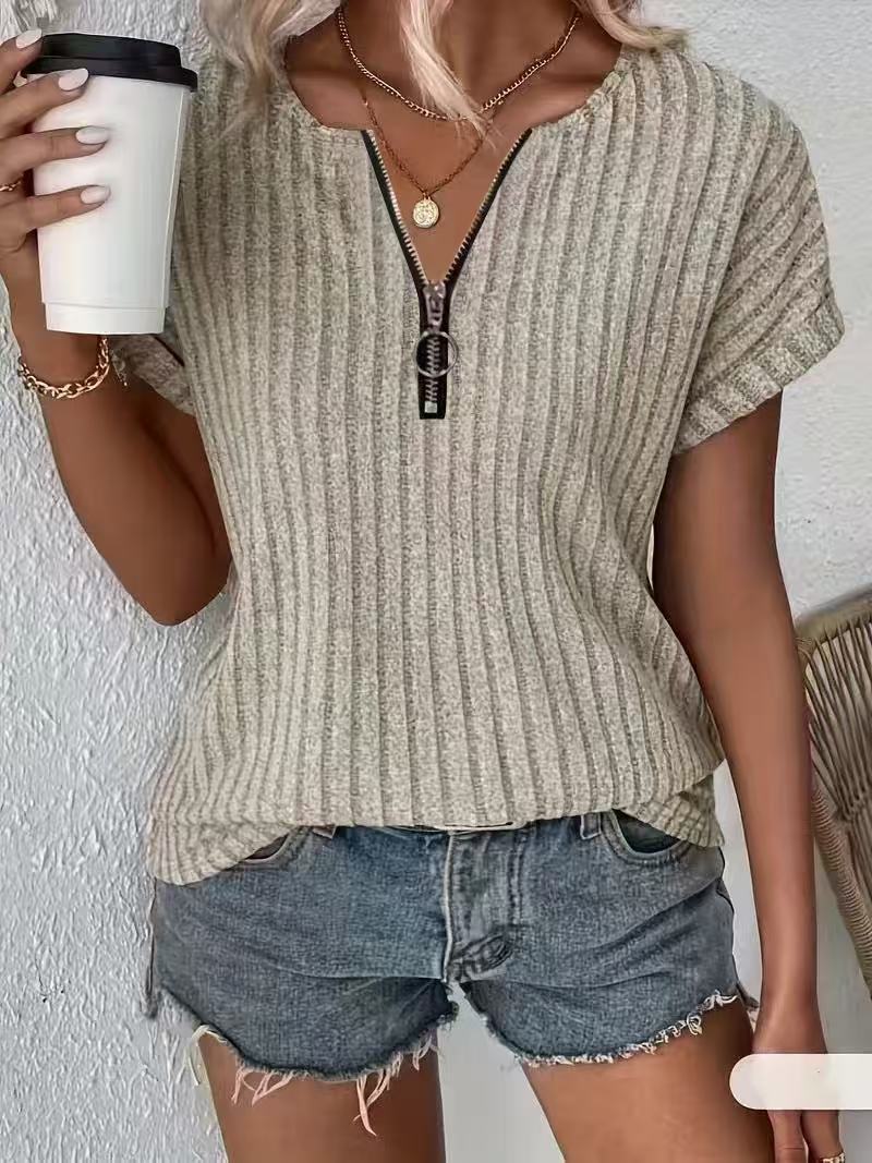 Womens Zipper Pullover T-Shirt