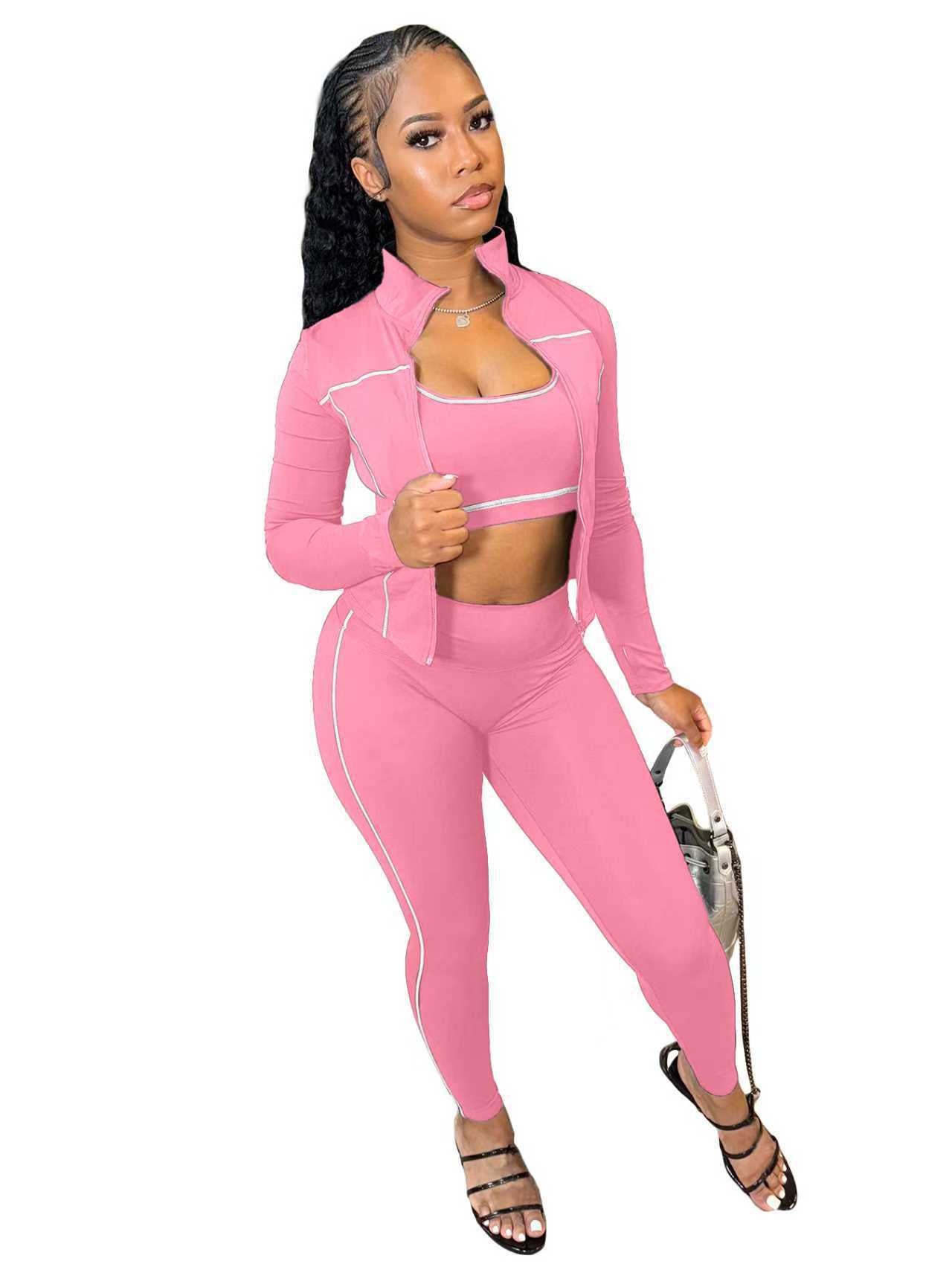 Womens Zipper Thumb Buckle Three Piece Suit