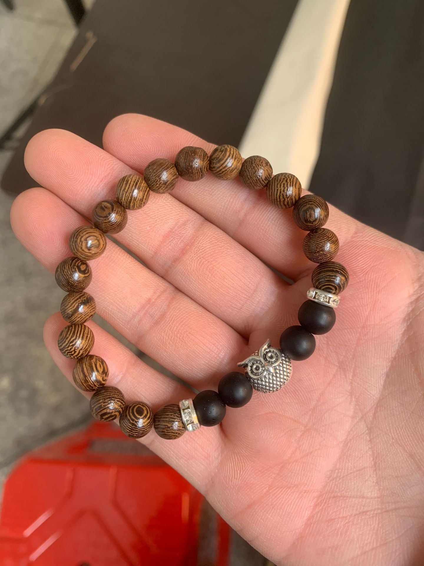 Wood bead bracelet