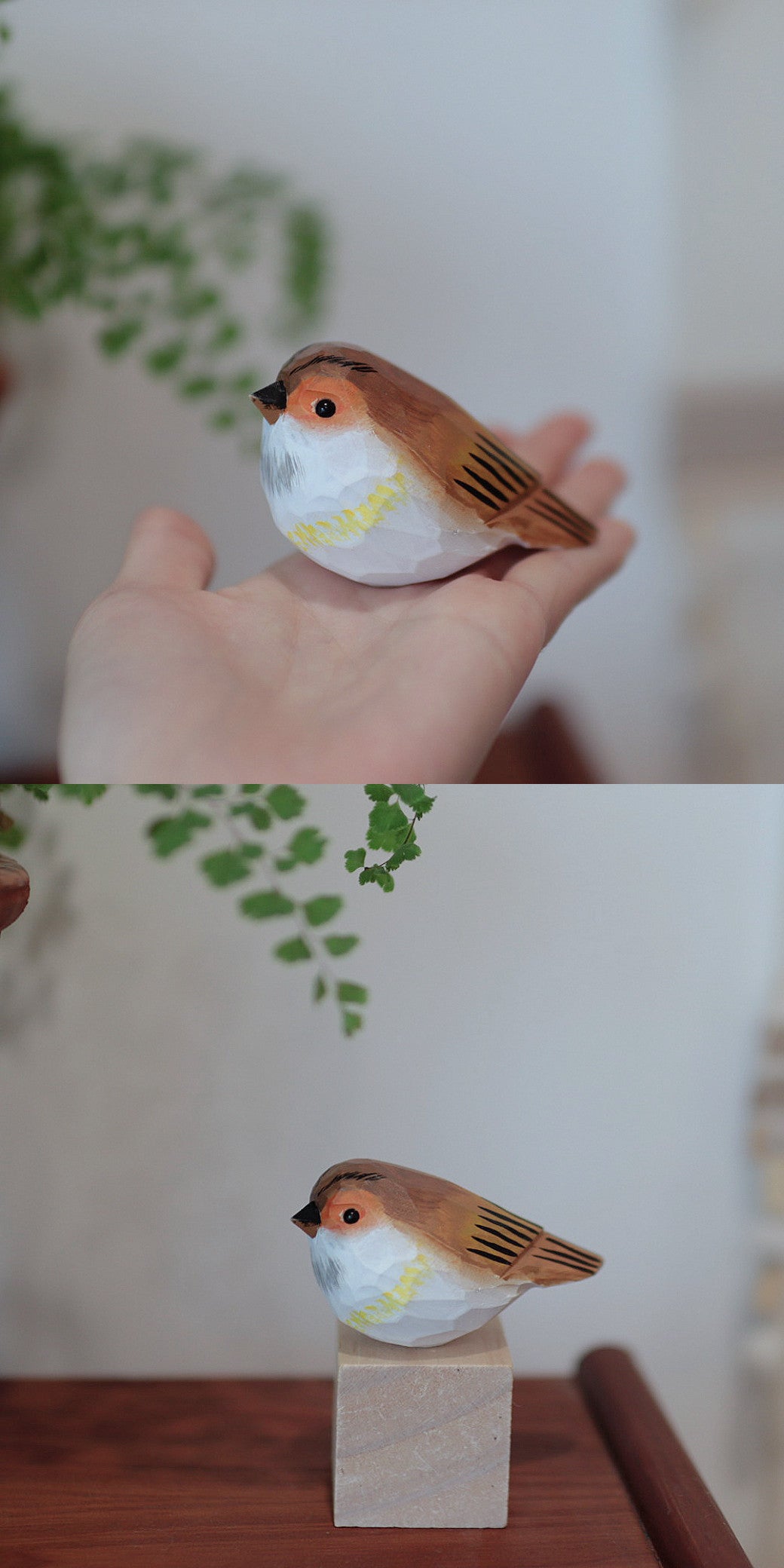 Wood-carved bird