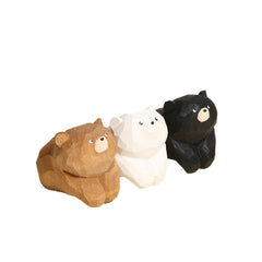 Wood carving little bear-brown