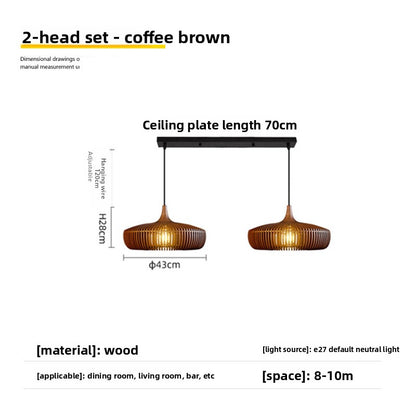Wood chandelier lamp
