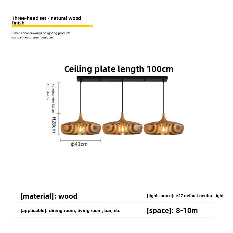 Wood chandelier lamp