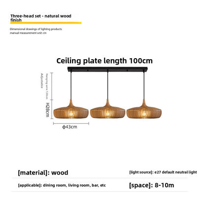 Wood chandelier lamp