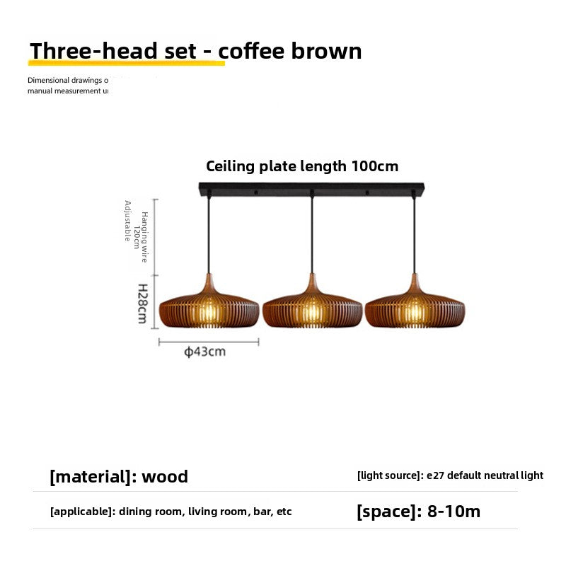 Wood chandelier lamp