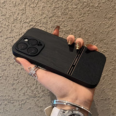 Gray wood grain leather stitching shell
