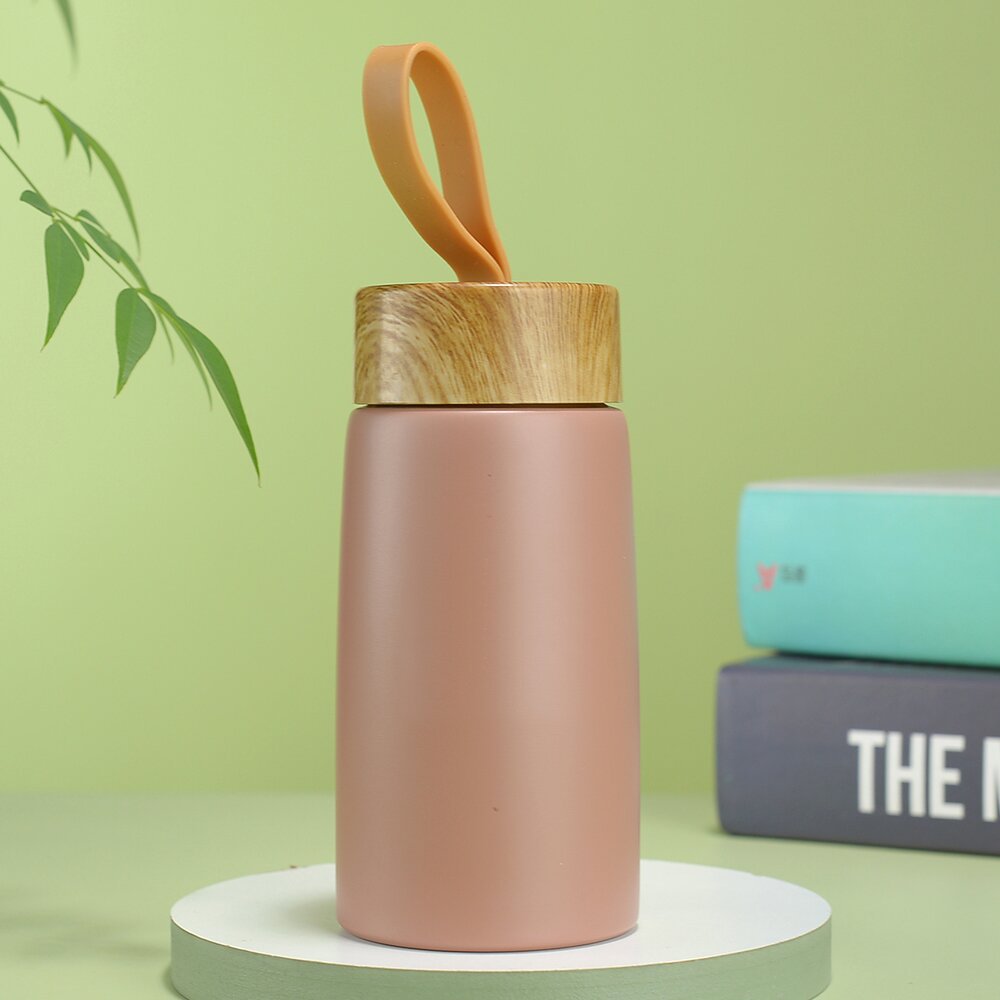 Wood Grain Lid Stainless Steel Thermos Cup