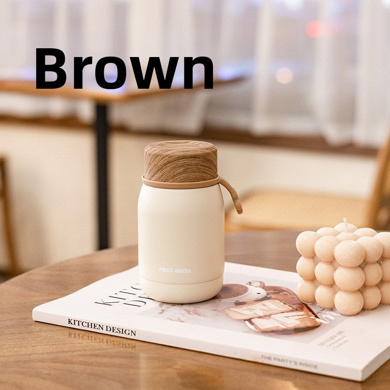 Wood Grain Lid Vacuum Insulated Stainless Steel Cup