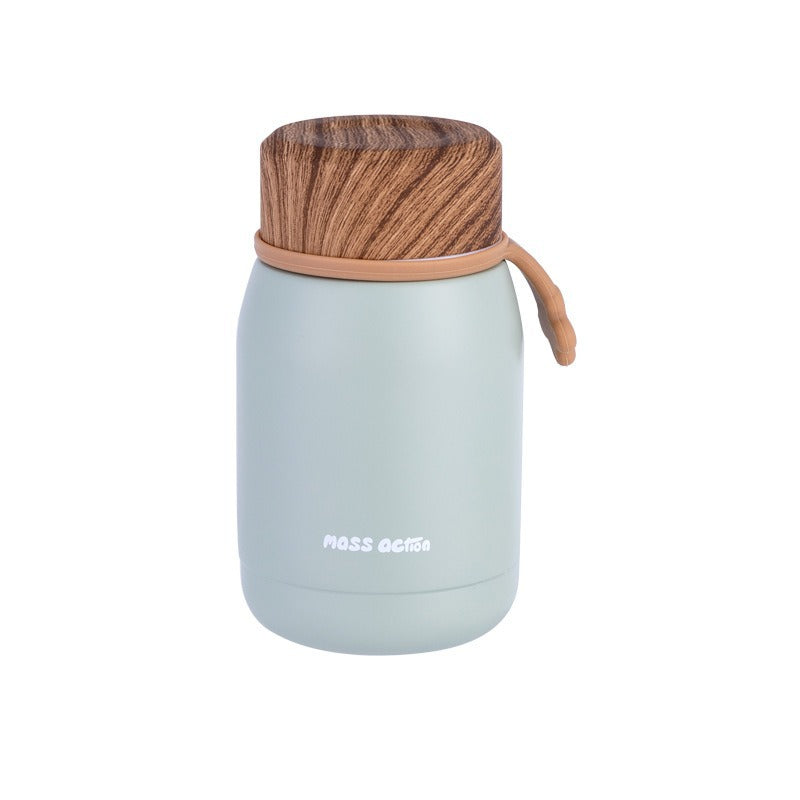 Wood Grain Lid Vacuum Insulated Stainless Steel Cup