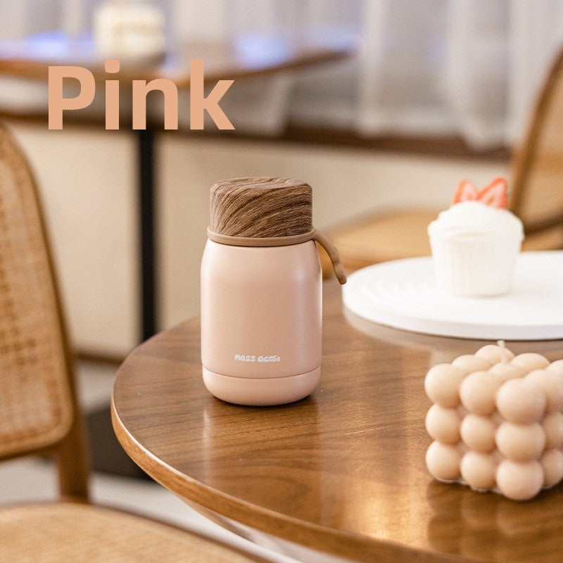 Wood Grain Lid Vacuum Insulated Stainless Steel Cup