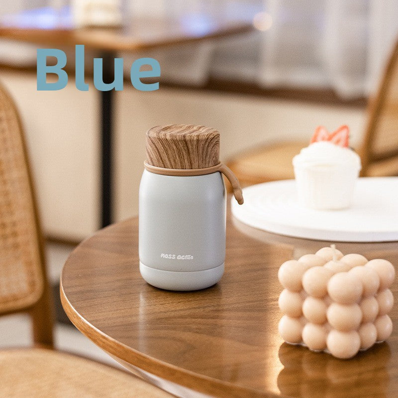Wood Grain Lid Vacuum Insulated Stainless Steel Cup