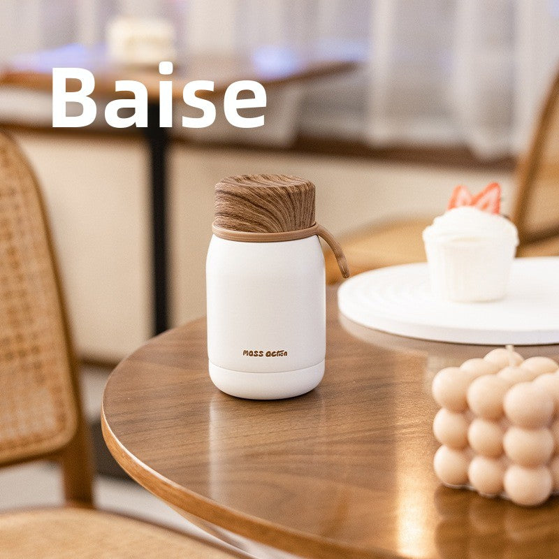 Wood Grain Lid Vacuum Insulated Stainless Steel Cup