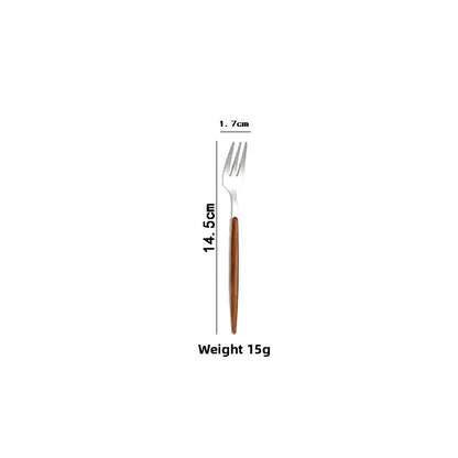 Wood-grain pattern knife, fork and spoon