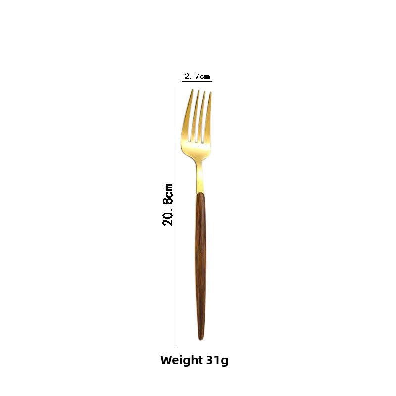 Wood-grain pattern knife, fork and spoon