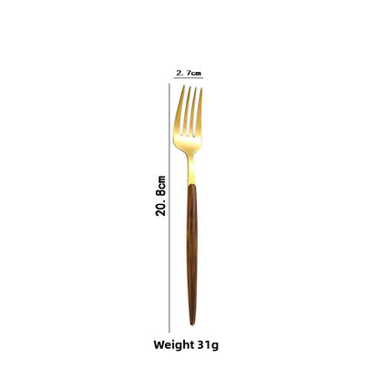 Wood-grain pattern knife, fork and spoon