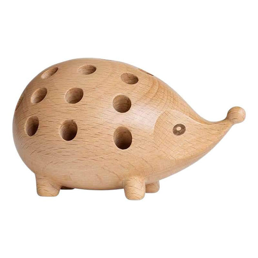 Wood hedgehog pen holder decoration
