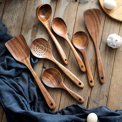 Wood Kitchenware Cooking Set Household Spatula Spoon Set Sal
