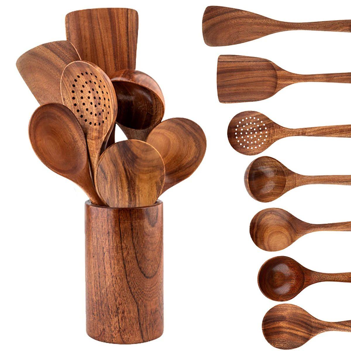 Wood Kitchenware Cooking Set Household Spatula Spoon Set Sal