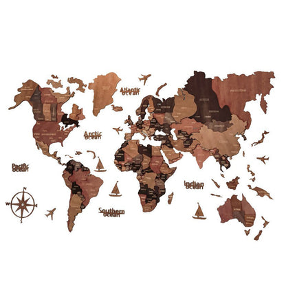 Wooden 3D World Map
